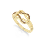 natural citrine infinity knot promise rings in yellow gold vermeil